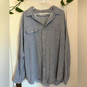 Vintage Engineer Shirt - blue striped work shirt